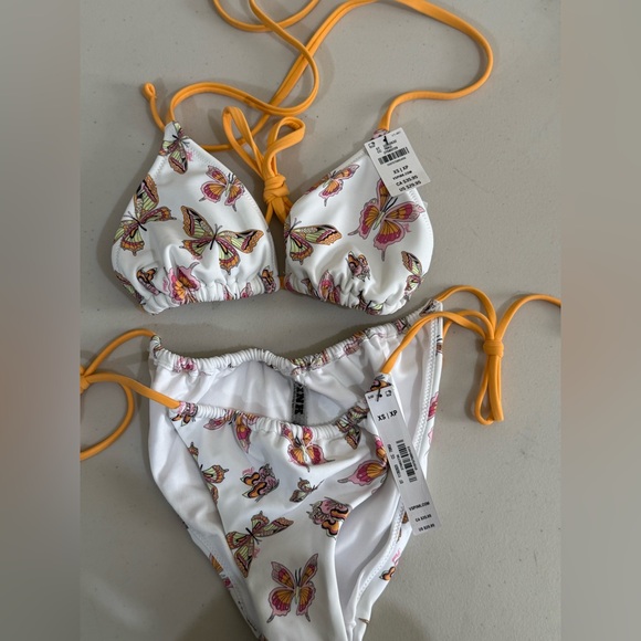 PINK Other - PINK White Butterfly Bikini with Orange Ties